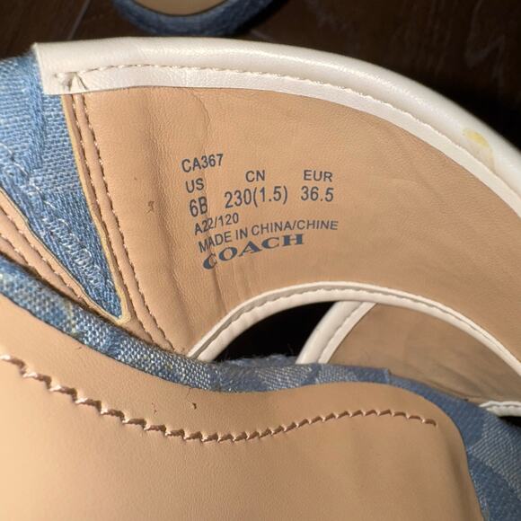 Coach Sloan Signature Espadrille Block Heel Sandals Blue Chambray Size 6 - Picture 7 of 7